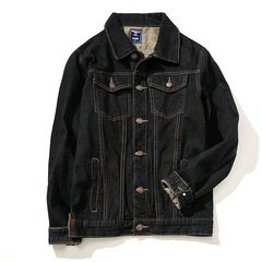 Shawn Yue's big size denim jacket, student casual denim jacket, jacket man 3XL Retro Black