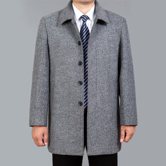 Mid autumn and winter elderly men's lapel jacket, dad wears middle-aged men's clothing, thickening wool, coat, XL man 190/104A (3XL) silvery