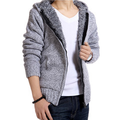 Winter winter young man coat plus velvet jacket thick Korean students wearing slim fashion men's coat 175/XL white
