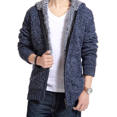 Winter winter young man coat plus velvet jacket thick Korean students wearing slim fashion men's coat 69 rise in price blue