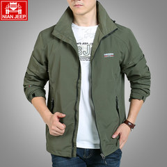 Speed suit NIANJEEP blue and white men's big size Outdoor Jacket, sports jacket, spring and autumn, long tide XL for about 160 pounds Army green