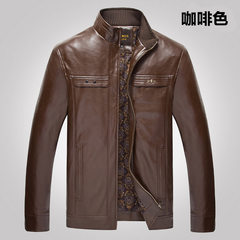 2017 autumn and winter man's coat, 40-50 year old, middle aged and old man, Dad leather jacket, leather man 50 (suitable for less than 115 Jin) Coffee