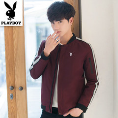 [brand] coat man 2017 new style, spring and autumn leisure, self-cultivation, velvet jacket, thin clothing, hooded men's wear 3XL Wine red 2