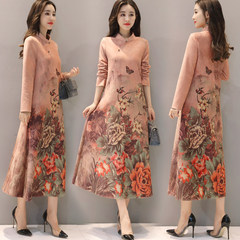 Ladies 2017 new women's retro dress collar female autumn long sleeved dress cheongsam dress code stamp S Retro dress
