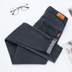 The new grey autumn high waist jeans slim pants nine Korean tight pants size skinny pants Twenty-five Navy Blue (nine pants)