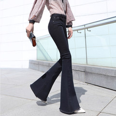 High waisted jeans pants female trousers 2017 autumn new black flash Weila pants slim lady pants Twenty-five black