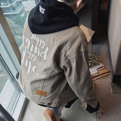 The autumn wind in the spring and autumn coat BF Harajuku Japanese Korean students loose all-match handsome male wind baseball uniform trend in Hong Kong M Khaki