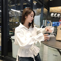 Retro Hong Kong flavor chic shirt female long sleeved autumn 2017 new Korean fan loose retro Korean students all-match shirt S white