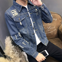 2017 youth new jeans jacket, men's coat, Korean Style Men's clothing, black boy clothes, handsome trend 3XL blue