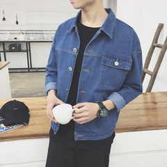 The autumn wind BF male students in Hong Kong all-match loose Denim Jacket Wind's trend of Korean baseball uniform handsome Harajuku 3XL blue