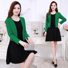 2017 autumn outfit new women winter dress, long sleeve two pieces, big code base cover, belly show thin Skirt Set skirt 3XL green