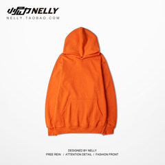 High street students hooded, West Coast fashion brand Harajuku male fat XL MENS sweater for men and women 3XL orange