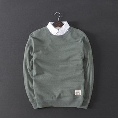 [] autumn day special offer Japanese Men T-shirt hoodies sweater Terry simple solid tide. M Hemp green
