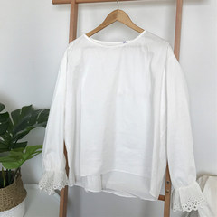 Autumn dress 2017 new Korean version loose sleeve, long sleeve white shirt, casual shirt + knitted vest F Shirt piece