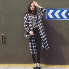 In the autumn of 2017 new loose thin all-match long sleeved plaid shirt shirt coat in the long section of Korean female students F Picture color