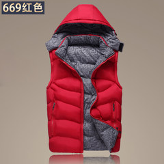 Sports vest male winter cotton vest and thickened down Korean young men Kanjian jacket tide 3XL gules