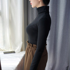 [day] thick cotton Turtleneck Shirt special offer winter long sleeved t-shirt female slim slim size coat 3XL black