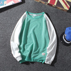 The winter with thick section of cashmere sweater Mens tide brand sports leisure Raglan T-shirt sweater Pullover coat color male M Tender green