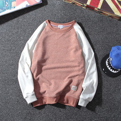 The winter with thick section of cashmere sweater Mens tide brand sports leisure Raglan T-shirt sweater Pullover coat color male M Light coffee