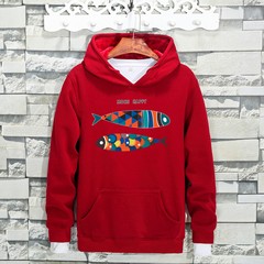 The young students set men head Cotton Sweater Jacket Mens loose Korean male tide movement with cashmere Hoodie 3XL Pisces red