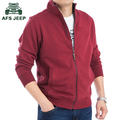 Autumn and winter men's battlefield Jeep sweater cardigan collar coat color male Leisure Sport Coat Size Mens M Jujube red