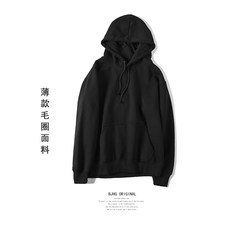 BJHG original simple all-match solid loose spring Europe fleece hoodies Metrosexual hoodies 3XL Black thin money