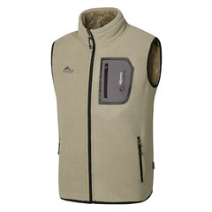 The elderly in autumn and winter leisure sports in men's coat vest sleeveless Fleece Vest Vest Mens warm 3XL Khaki