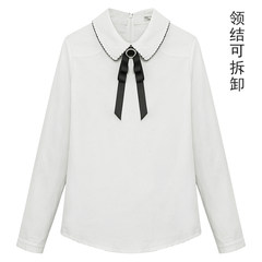 MG little elephant chic blouse, white shirt, long sleeve female, autumn 2017 new style bow tie tie, college wind shirt XS white
