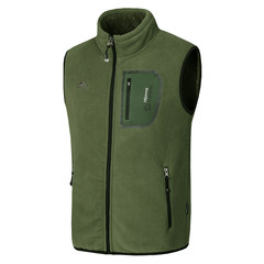 The elderly in autumn and winter leisure sports in men's coat vest sleeveless Fleece Vest Vest Mens warm 3XL Army green