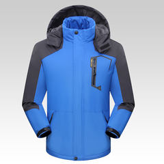 A man of season cotton padded Winter Assault plus velvet thickened waterproof outdoor sports jacket jacket men 3XL Waterproof velvet plus cotton blue