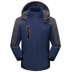 A man of season cotton padded Winter Assault plus velvet thickened waterproof outdoor sports jacket jacket men 3XL Waterproof, cashmere and cotton thickening, navy blue