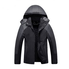 A man of season cotton padded Winter Assault plus velvet thickened waterproof outdoor sports jacket jacket men 3XL Waterproof and cashmere thickening black