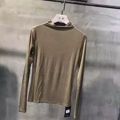 Yuanxi fall 2017 Yuan Xi thin half take the female's long sleeved T-shirt collar shirt 8515-1 S Coffee