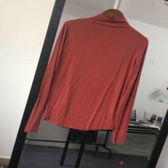 Yuanxi fall 2017 Yuan Xi thin half take the female's long sleeved T-shirt collar shirt 8515-1 S Brick red