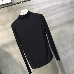 Yuanxi fall 2017 Yuan Xi thin half take the female's long sleeved T-shirt collar shirt 8515-1 S black