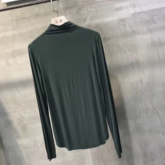 Yuanxi fall 2017 Yuan Xi thin half take the female's long sleeved T-shirt collar shirt 8515-1 S Blackish green