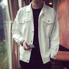 Tide sale shop 2017 autumn coat Han trend youth handsome leisure men's coat thin denim jacket M white