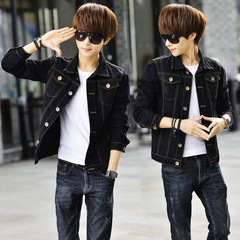 Spring and autumn hole Denim Jacket Mens Korean men jacket leisure clothes slim youth fashion gown 3XL Cool black