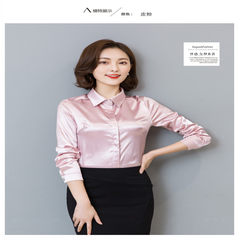 Autumn is the 2017 autumn brother brand new 100% silk shirts with long sleeved silk coat female occupation 3XL Peel powder