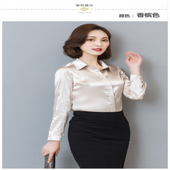 Autumn is the 2017 autumn brother brand new 100% silk shirts with long sleeved silk coat female occupation 3XL Champagne