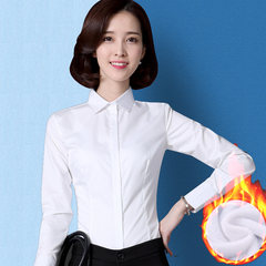 Long sleeved blouse with long sleeves, warm winter, slim and slim cotton shirt, professional dress and white shirt frock S white