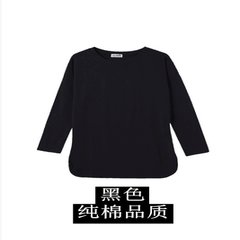 In autumn 2017, the new version of the Korean collar is a long, medium length pure cotton white shirt, long sleeve T-shirt, female tide 3XL black