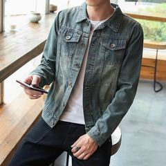 Metrosexual denim jacket coat - Reds male Korean cultivating youth loaded social spirit of small men and women S W06 spray point jeans coat