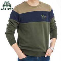 Battlefield Jeep male autumn long sleeved t-shirt t-shirt cotton sweater loose male size sport shirt male About XL155-175 Jin Khaki W1502
