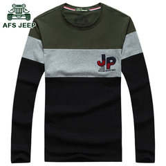 Battlefield Jeep male autumn long sleeved t-shirt t-shirt cotton sweater loose male size sport shirt male About XL155-175 Jin Green Army Green 864