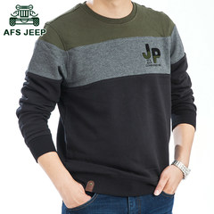 Battlefield Jeep male autumn long sleeved t-shirt t-shirt cotton sweater loose male size sport shirt male About XL155-175 Jin Army green W1502