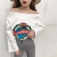 Chic Hong Kong Institute of wind wind all-match loose thin long sleeved T-shirt Harajuku girls shirt jacket simple autumn F 7 white