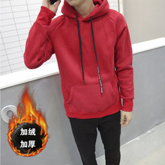 Autumn and winter with pure cashmere Hoodie webbing cap head warm Korean Hong Kong couple Sweater Size Mens wind tide 3XL 810 red