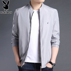 Playboy 2017 spring and autumn jacket jacket, middle aged men's casual men's jacket, sports shirt, Dad's outfit 170/M Grey 802