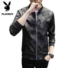Playboy coat, men's Republic of Korea sports autumn 2017 new style spring and autumn thin youth trend handsome jacket men 3XL Black note